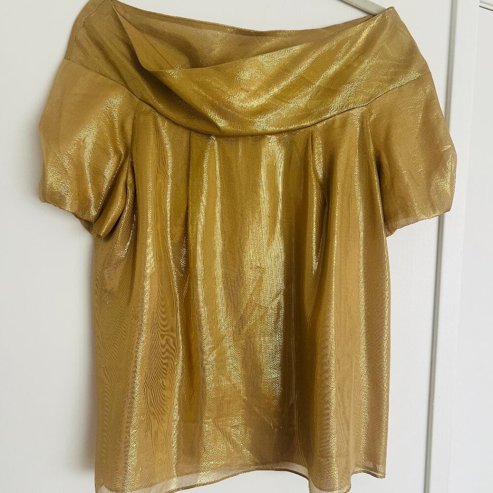 CYNTHIA STEFFE  Gold Lame Top, Size 6